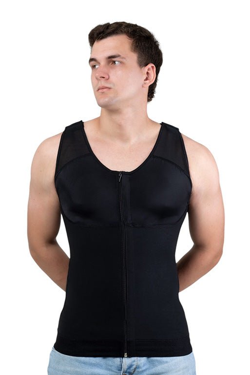 1688 - Male vest with a Lycra chest panel - Perfect Bodies