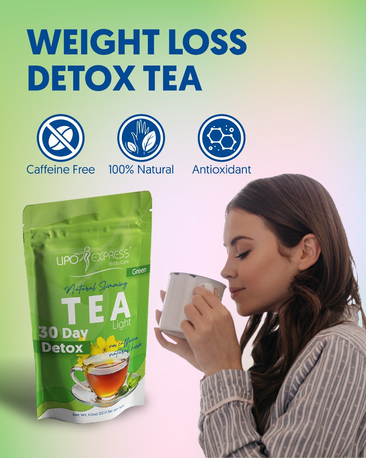 3010- LIPO EXPRESS TEA Weight Loss Tea Detox Body Cleanse, Reduce Bloating, & Appetite Suppressant