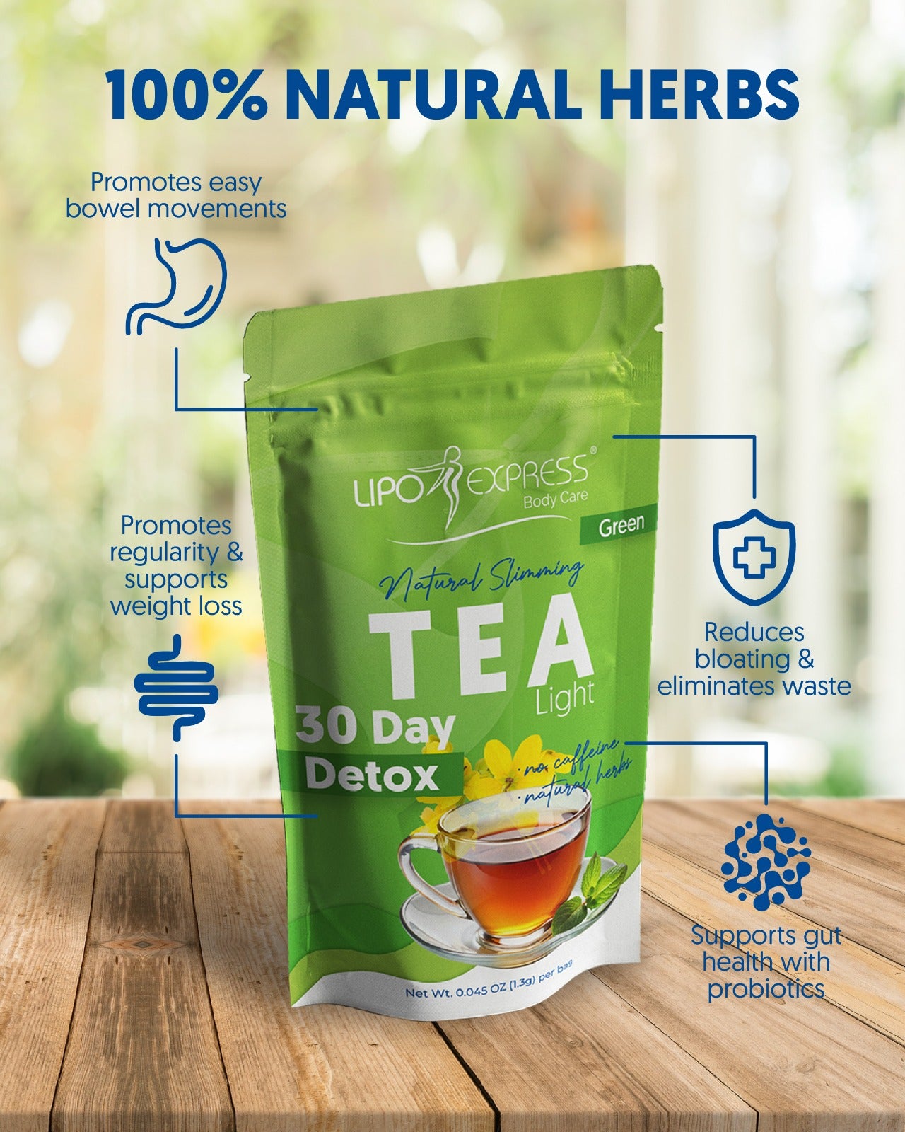 3010- LIPO EXPRESS TEA Weight Loss Tea Detox Body Cleanse, Reduce Bloating, & Appetite Suppressant