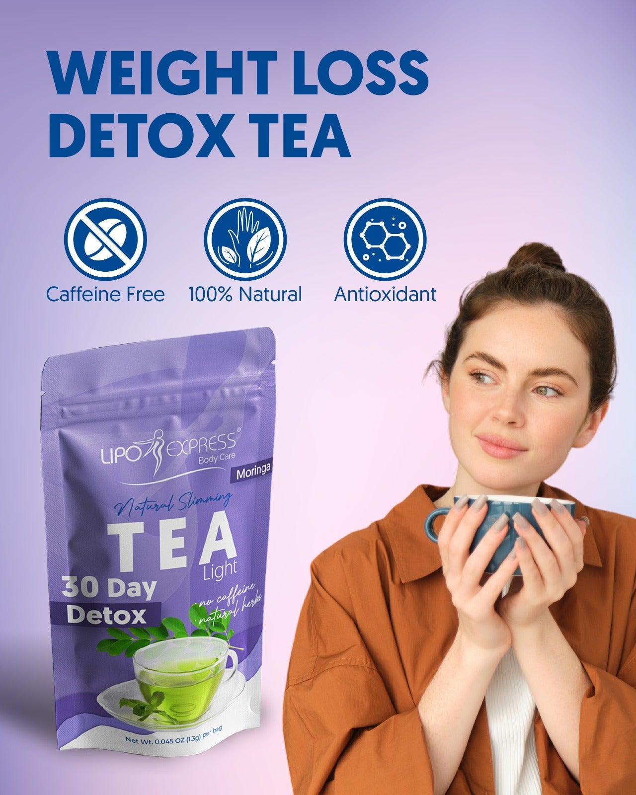 3011-Lipo Express Moringa Tea Weight Loss Tea Detox, Express Appetite Suppressant - Perfect Bodies