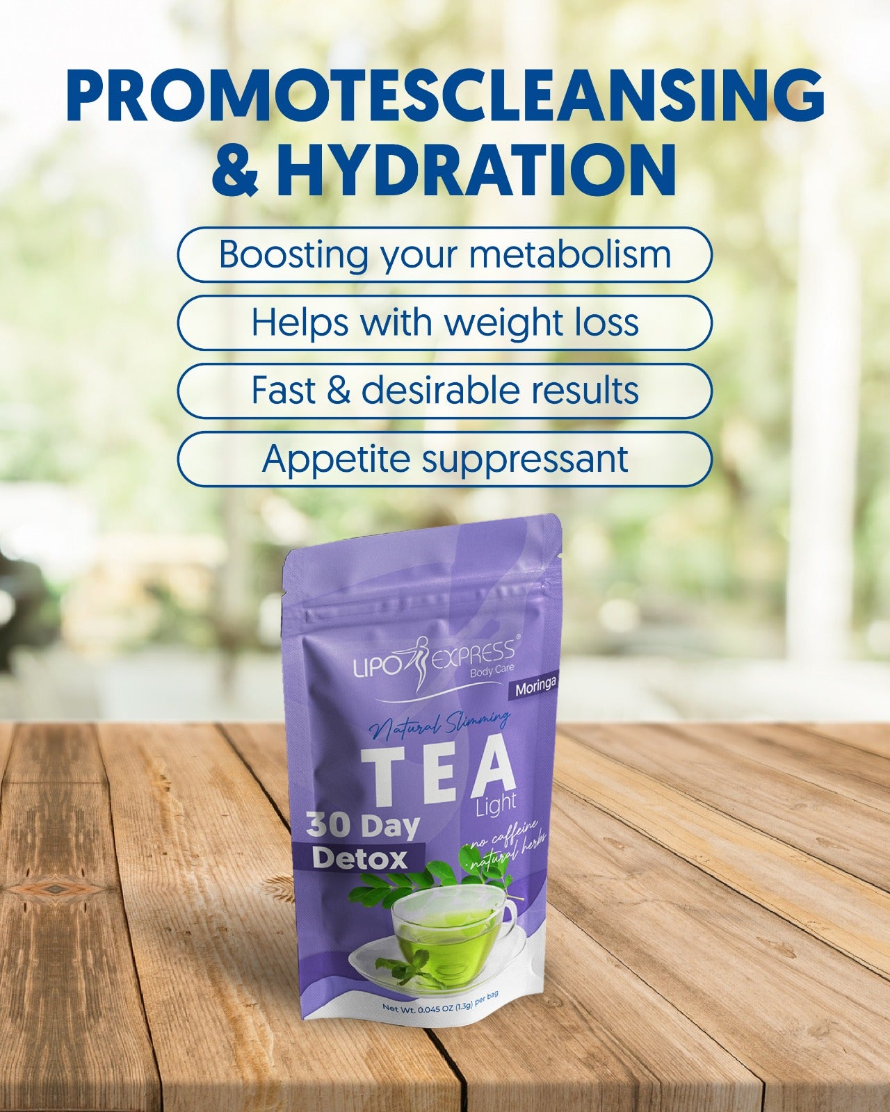 3011-Lipo Express Moringa Tea Weight Loss Tea Detox, Express Appetite Suppressant - Perfect Bodies