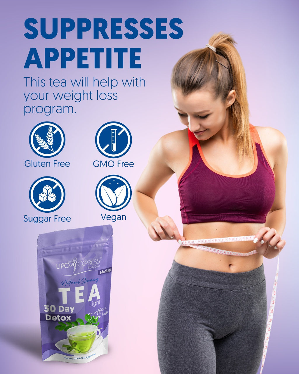 3011-Lipo Express Moringa Tea Weight Loss Tea Detox, Express Appetite Suppressant - Perfect Bodies