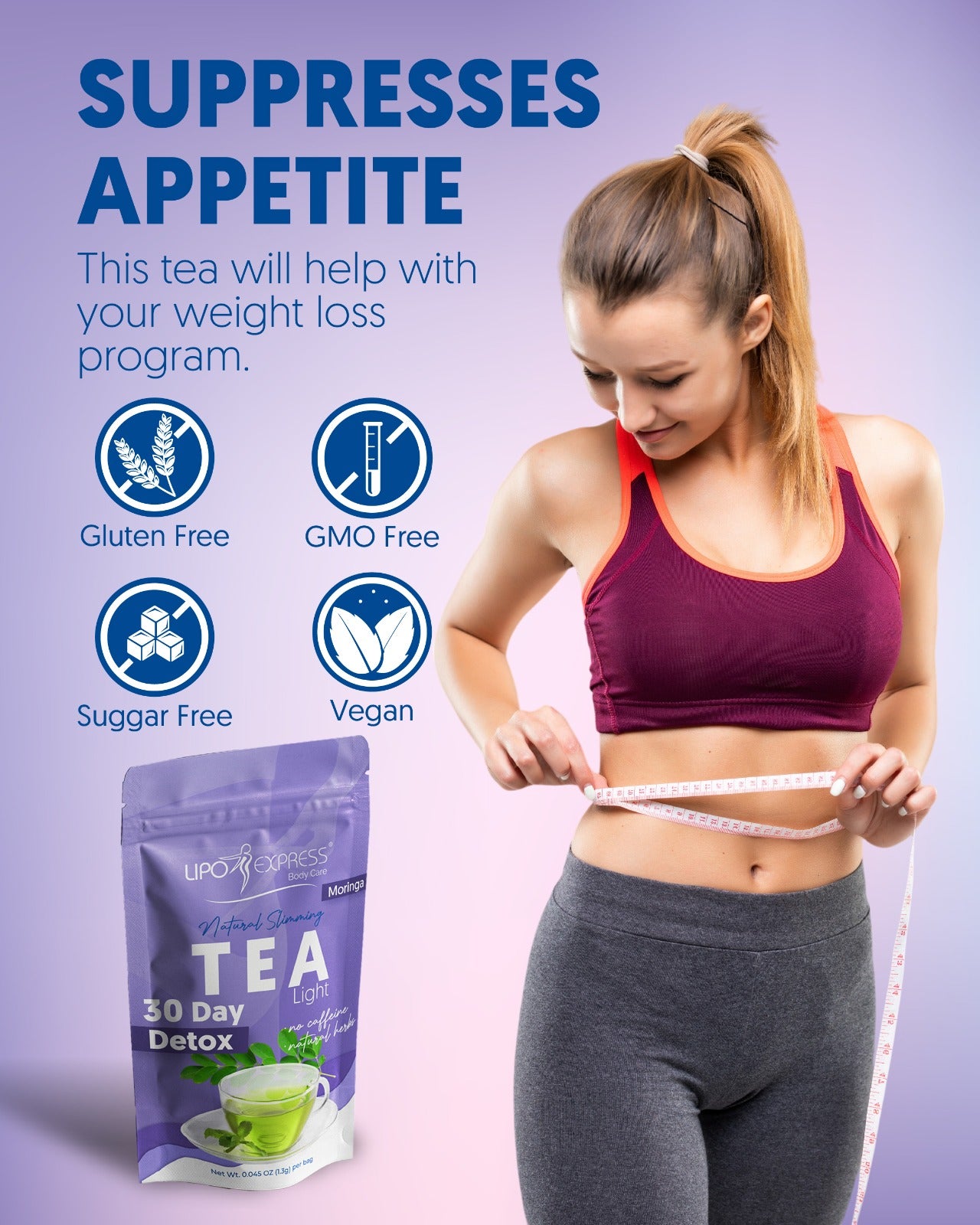 3011-Lipo Express Moringa Tea Weight Loss Tea Detox, Express Appetite Suppressant - Perfect Bodies