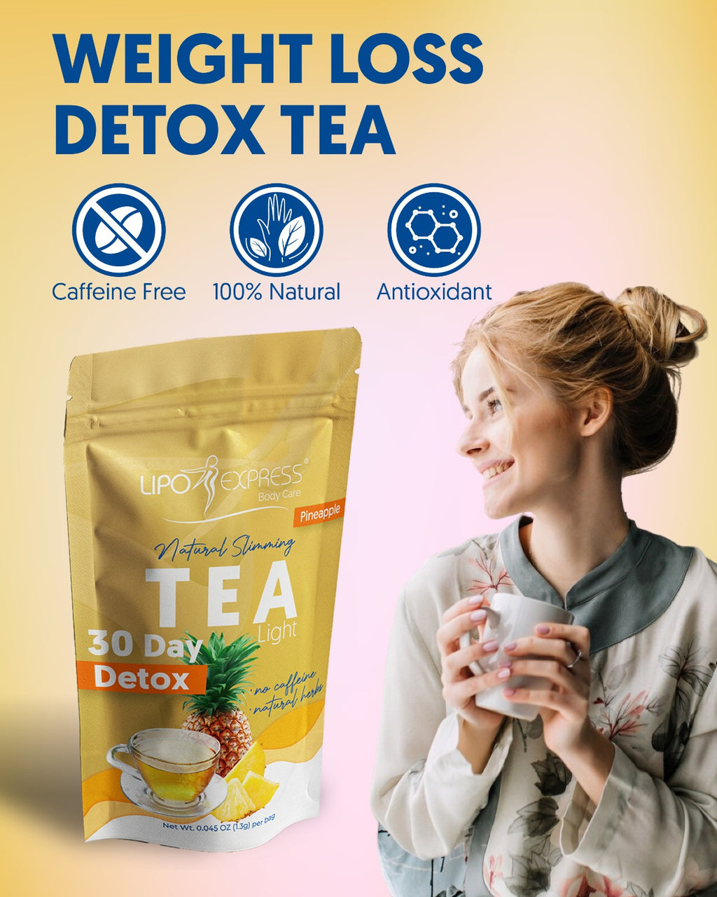 3016- Pineapple Tea Weight Loss Tea Detox, Express Appetite Suppressant, 30 Day Tea-tox, with Potent Traditional 100% Naturals Herbs (Pineapple) - Perfect Bodies