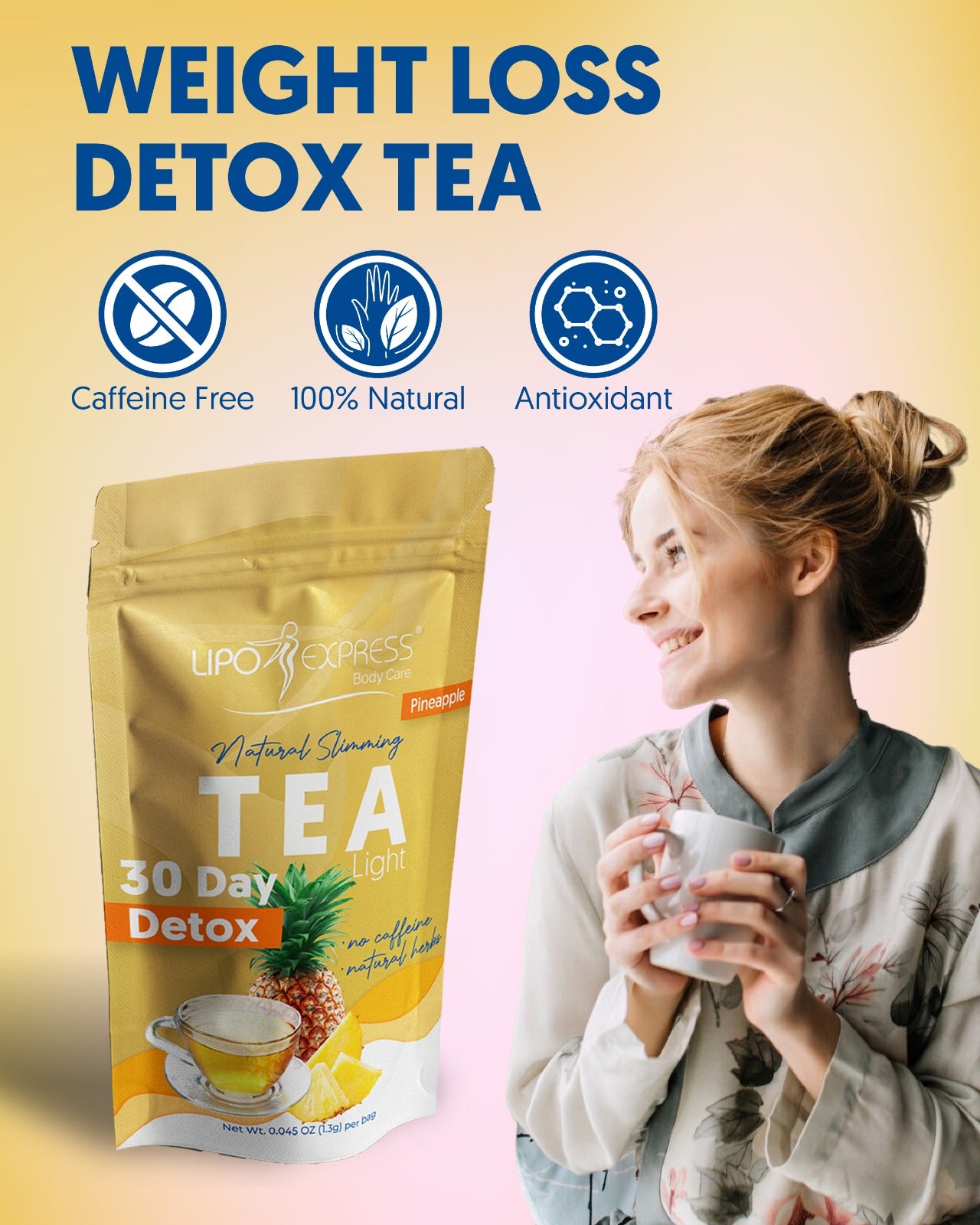 3016- Pineapple Tea Weight Loss Tea Detox, Express Appetite Suppressant, 30 Day Tea-tox, with Potent Traditional 100% Naturals Herbs (Pineapple) - Perfect Bodies